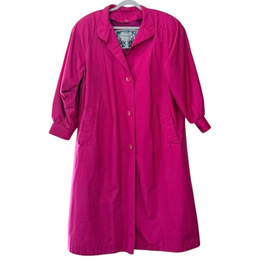 Chiango Fleet Street VTG Bright Pink Trench Raincoat Women's 10 Removable Liner